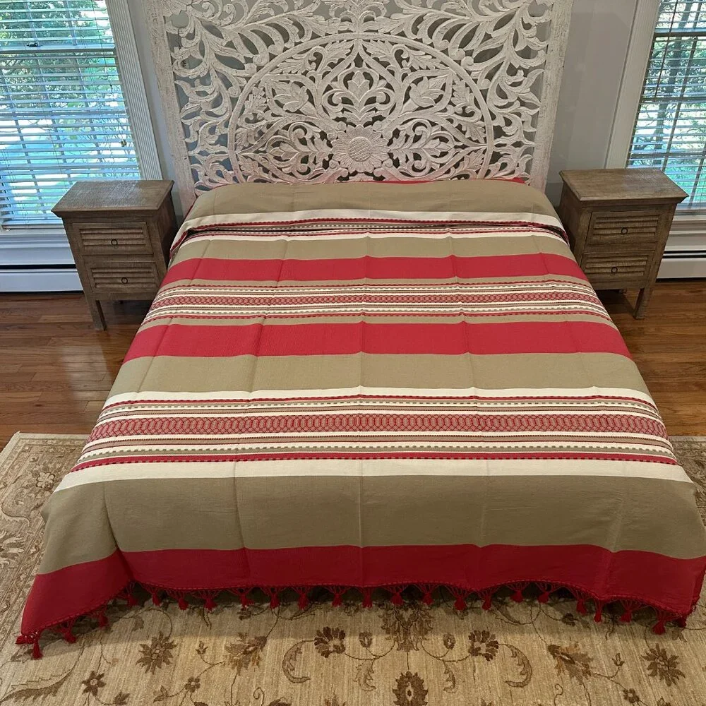 King Size Cotton Bedspread/Quilt. From Oaxaca Mex. Hand loom, Bed covers,